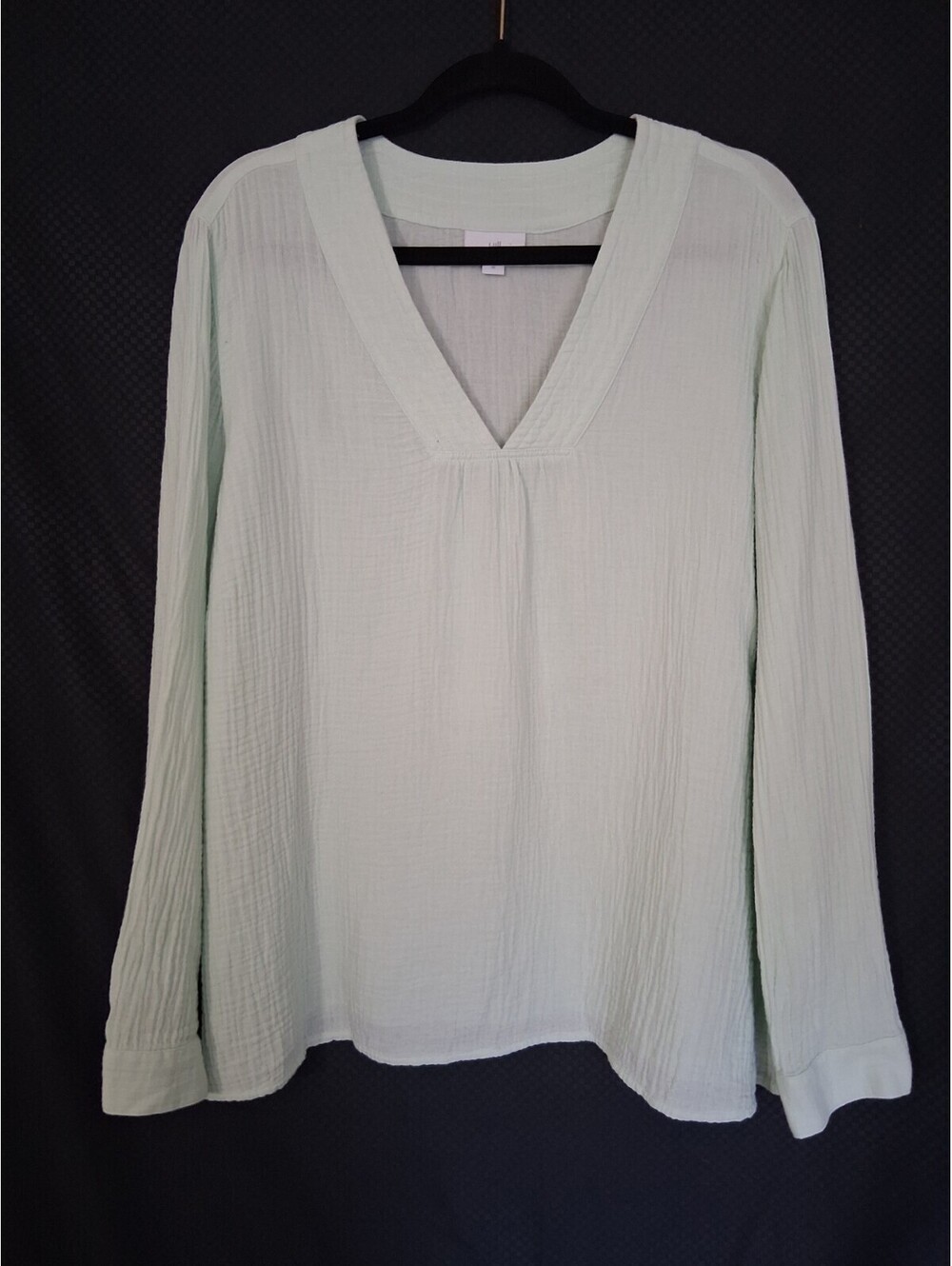 J. Jill Women's Cucumber Split V-Neck Line Knit Gauze Tunic Top, 2X